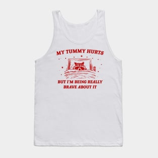 My Tummy Hurts Funny Raccoon Retro Cartoon Meme Old Funny Cartoon Tank Top